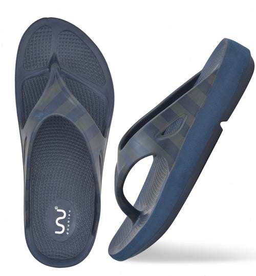 Doubleu Comfort Men Comfortable & Light Weight Slipper Navy-Blue-Blue-Grey