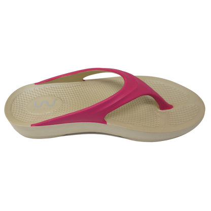 Doubleu Lite Women  Light Weight  Beige + Fuchsia Slipper