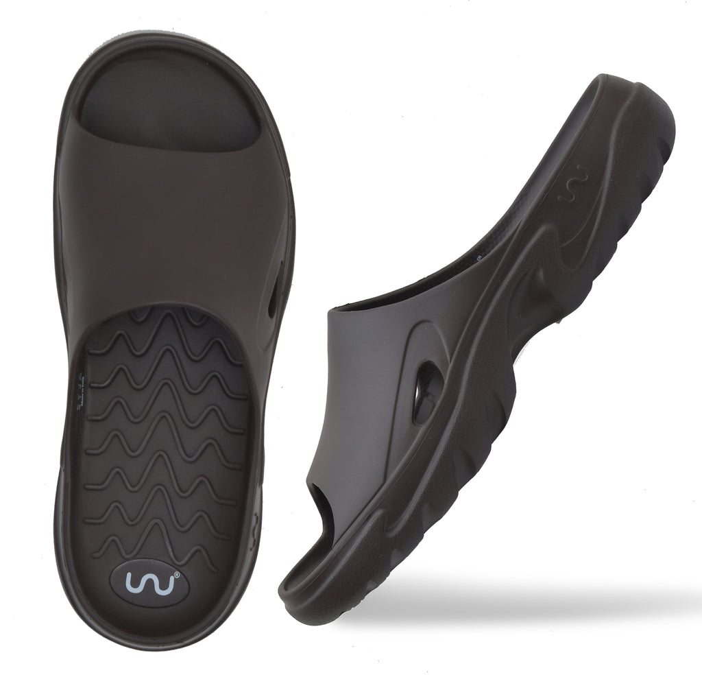 Doubleu Roma Slider for Men Comfortable Recovery Footwear C Brown