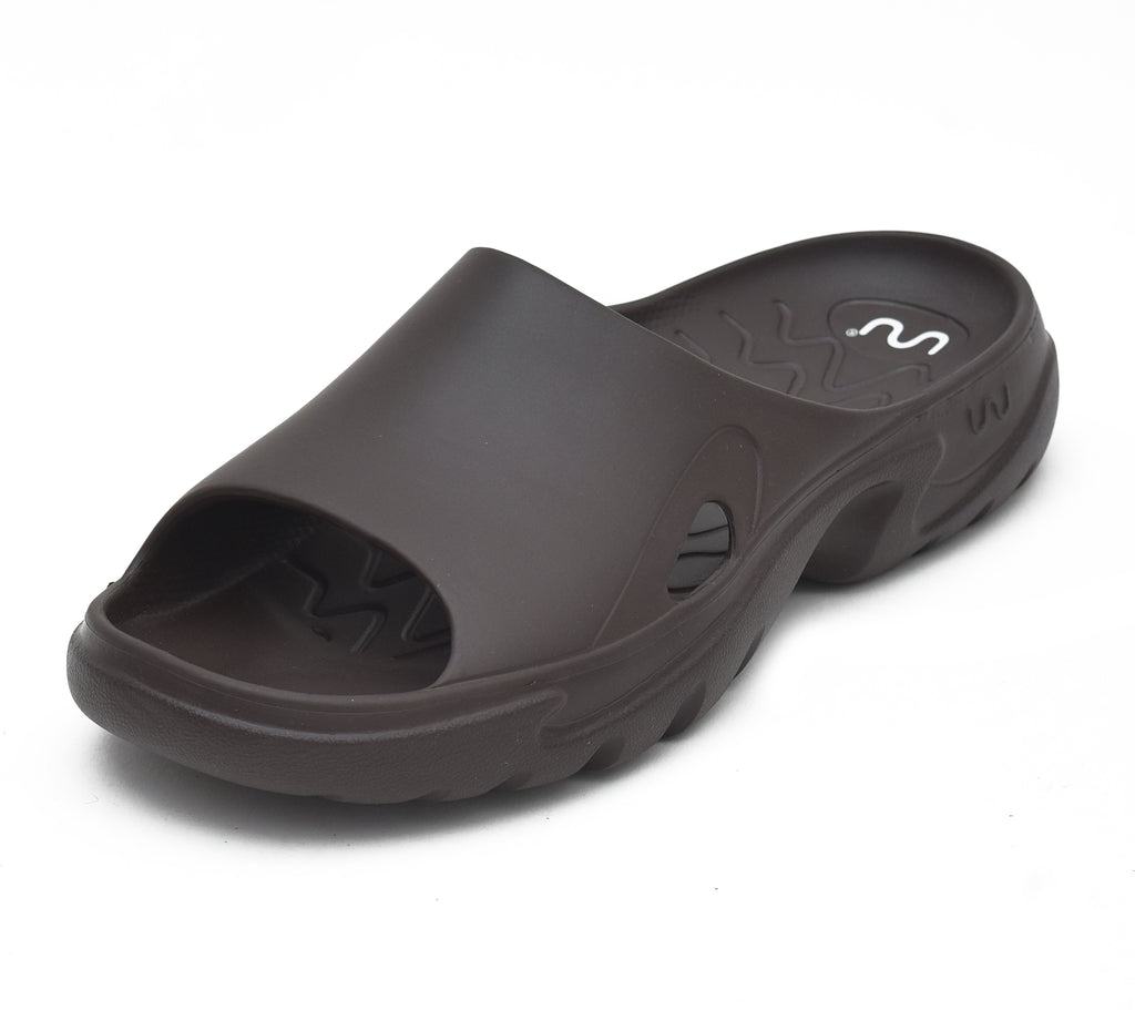 Doubleu Roma Slider for Men Comfortable Recovery Footwear C Brown