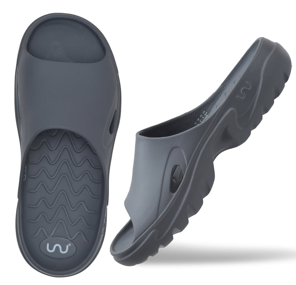 Doubleu Roma Slider for Men Comfortable Recovery Footwear Carbone