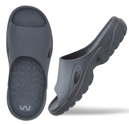 Doubleu Roma Slider for Men Comfortable Recovery Footwear Carbone