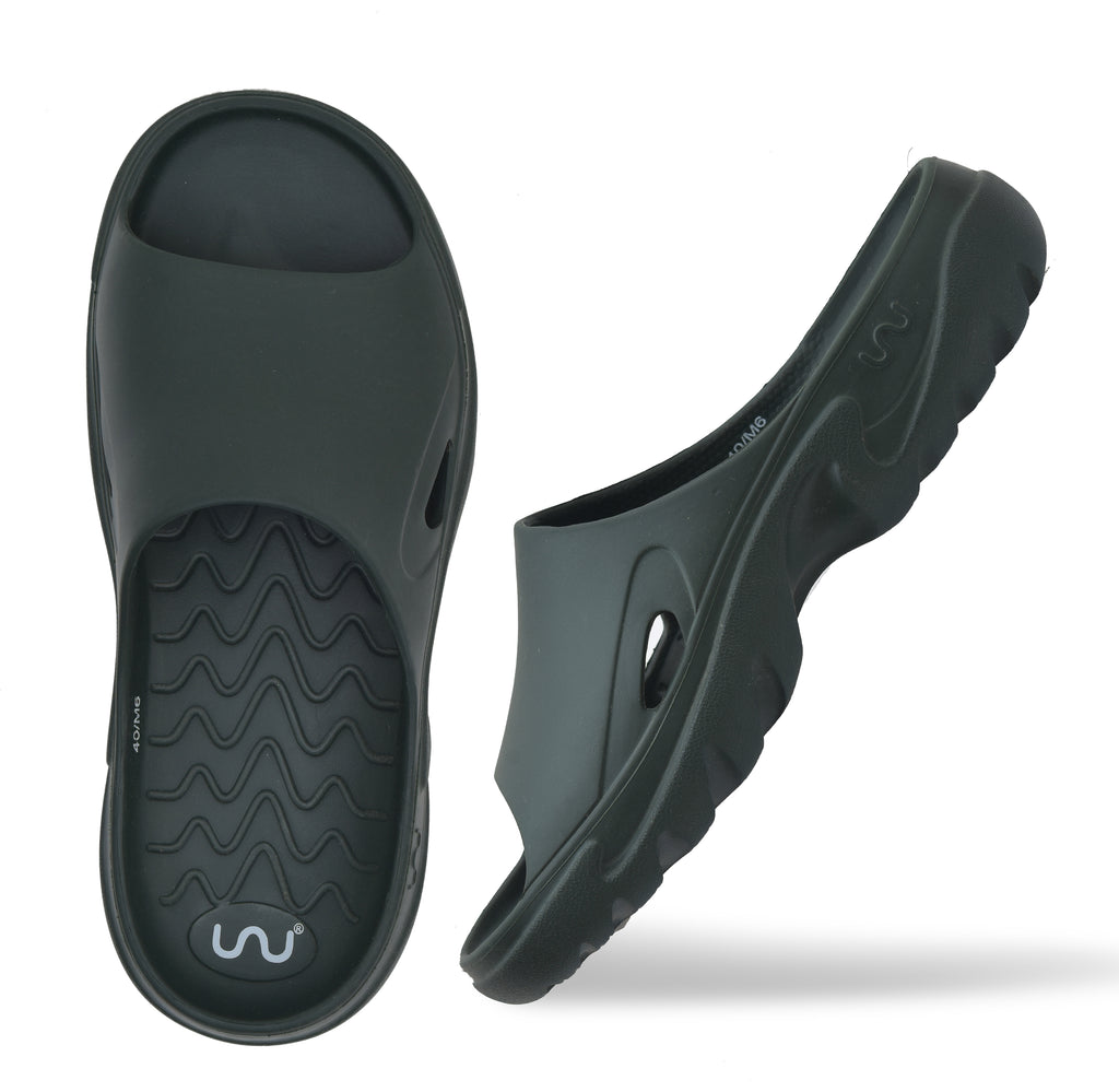Doubleu Roma Slider for Men Comfortable Recovery Footwear Dark Olive