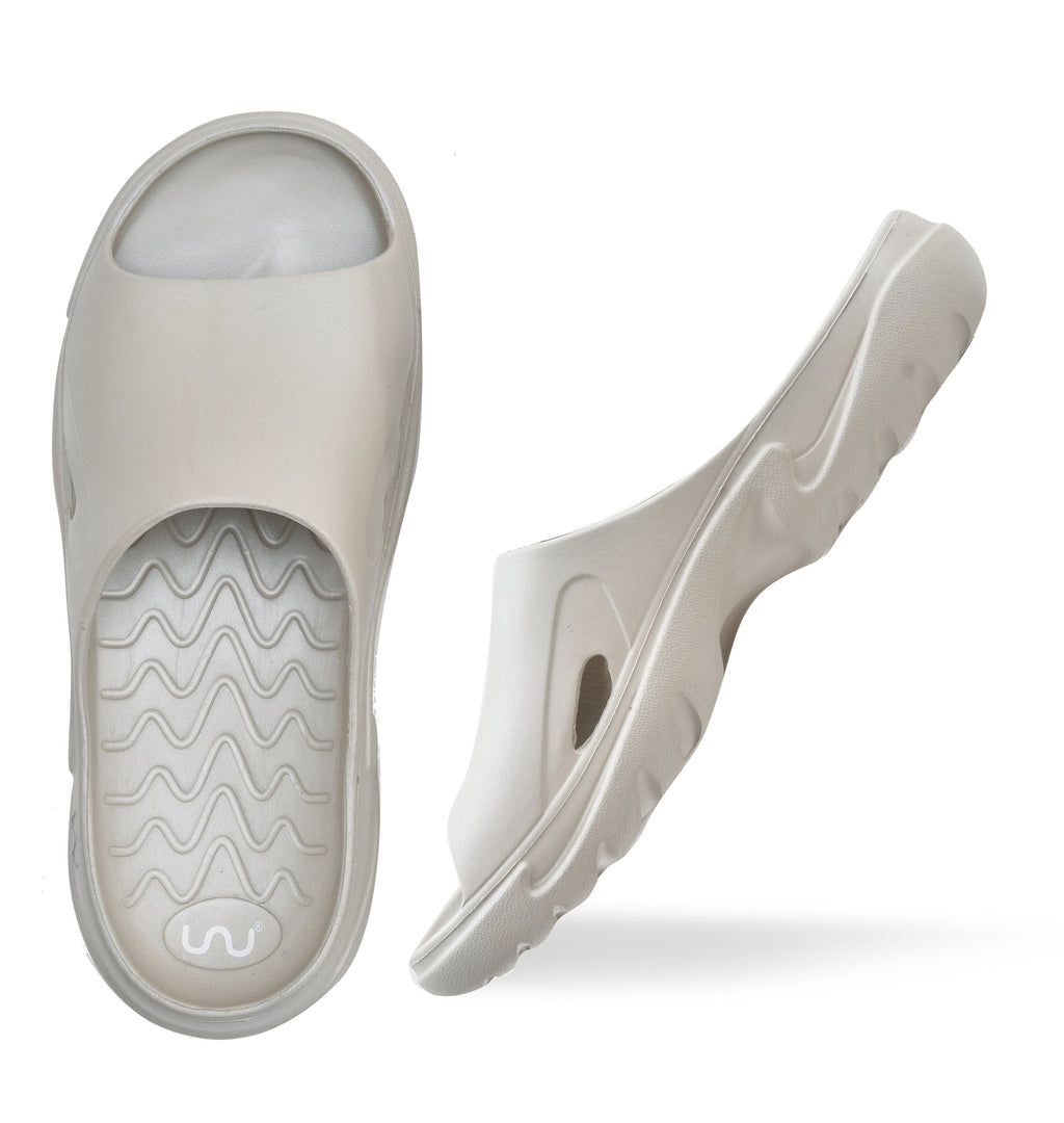 Doubleu Roma Slider for Men Comfortable Recovery Footwear Warm Grey