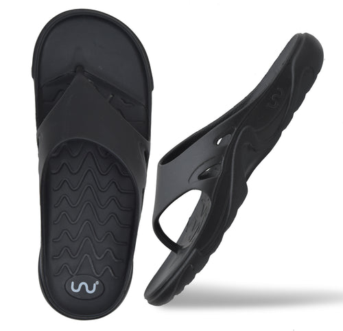 Doubleu Roma Thong for Men Comfortable Recovery Footwear Black