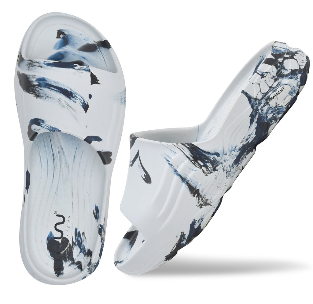 Ultra Sporty Slide  Soft Dr Anti-Skid Slipper for Men Ultra Sporty Slide White Bleu Black