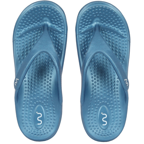 Doubleu California Women Comfortable & Light Weight Slipper Metal Blue