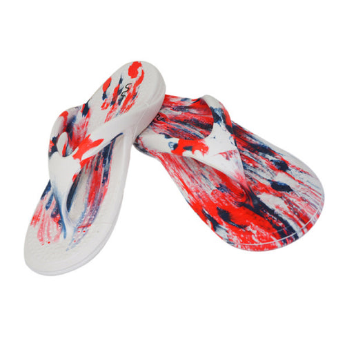 Doubleu California Men Comfortable & Light Weight Slipper White Red Blue