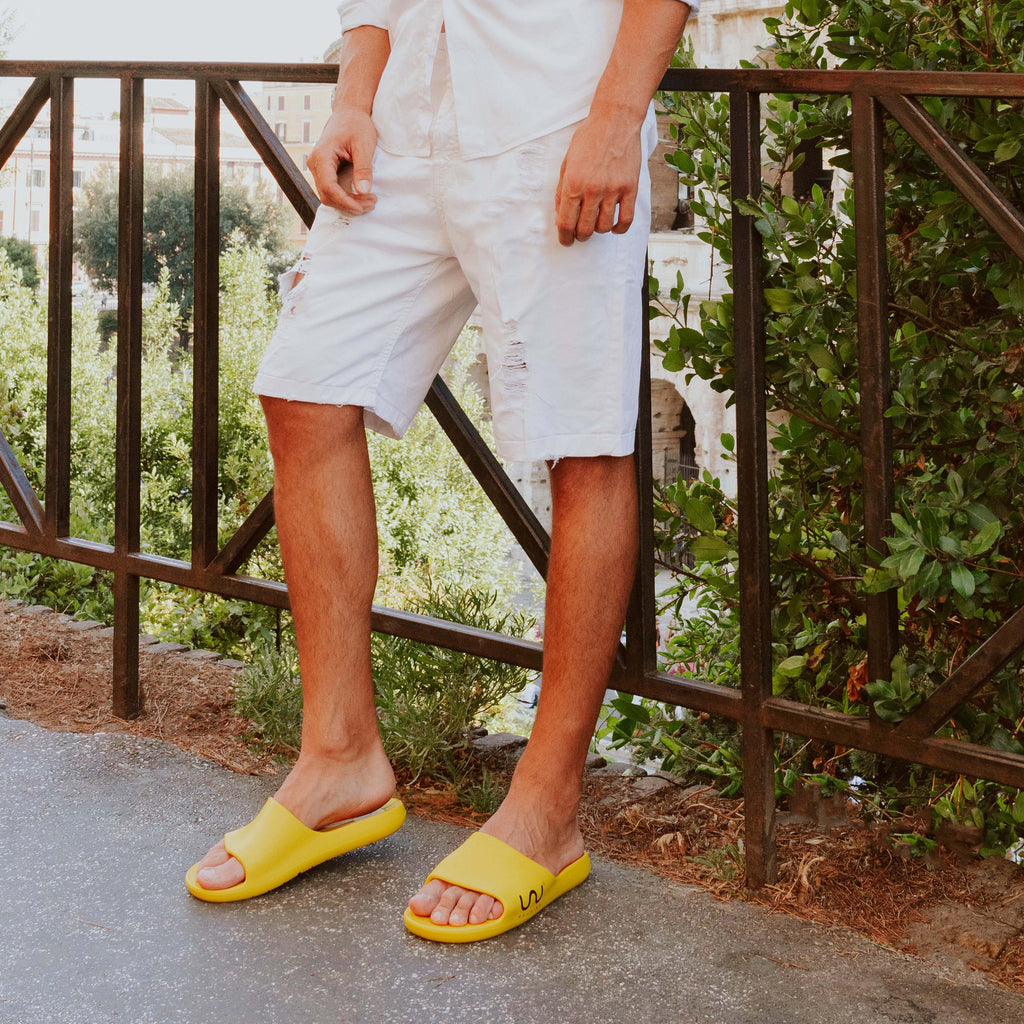 Doubleu Milano Men Comfortable & Light Weight  Yellow  Slipper