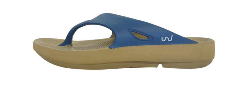 Doubleu Comfort Men Slipper Comfortable & Light Weight Recovery Footwear (Khaki + Blue)