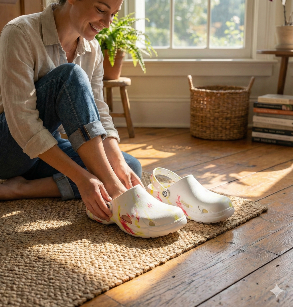 Doubleu Mule with Strap Marble Women Comfortable Recovery Footwear