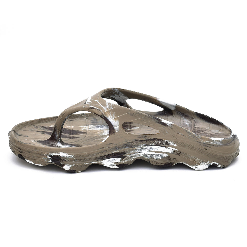Doubleu Riva Women Marble Comfortable Recovery Footwear Khakhi + Brown White