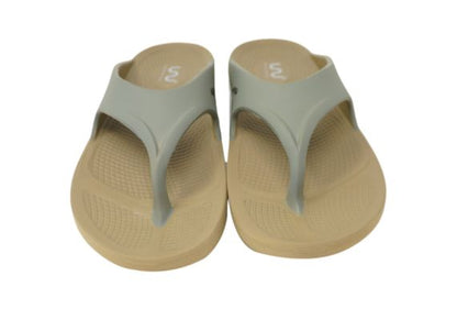 Doubleu Comfort Men Slipper Comfortable & Light Weight Recovery Footwear (Dark Beige + Light Grey)