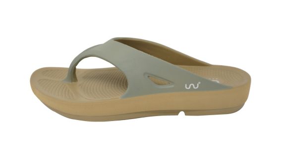 Doubleu Comfort Men Slipper Comfortable & Light Weight Recovery Footwear (Dark Beige + Light Grey)