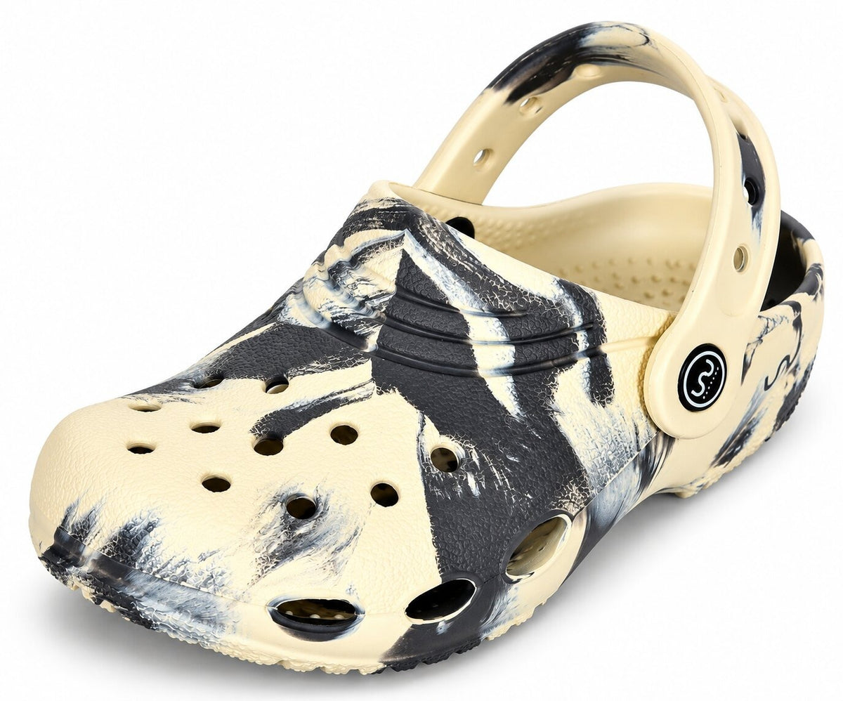 Junior Clog for Kids Marble Comfortable Slipper Bone + Carbone