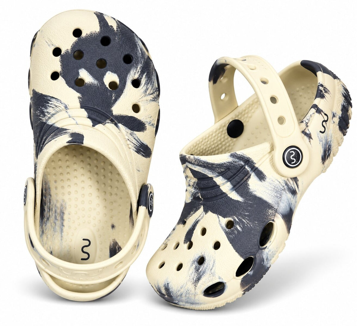 Junior Clog for Kids Marble Comfortable Slipper Bone + Carbone