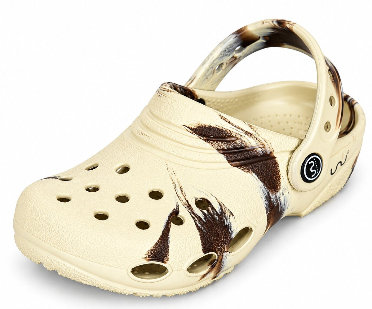 Junior Clog for Kids Marble Comfortable Slipper Bone + Marrone