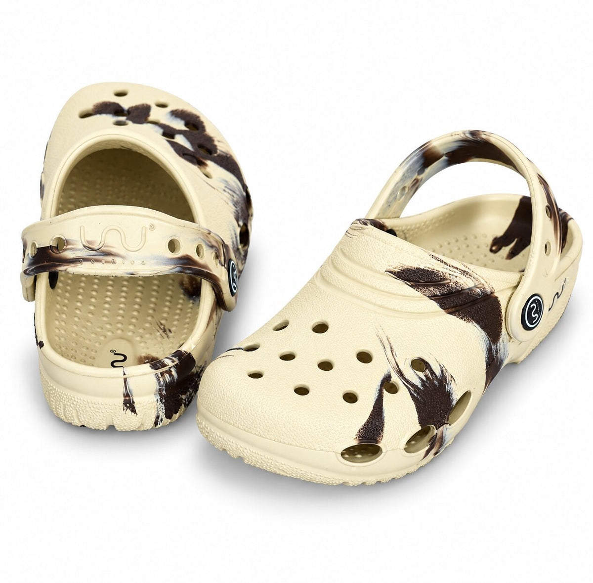 Junior Clog for Kids Marble Comfortable Slipper Bone + Marrone