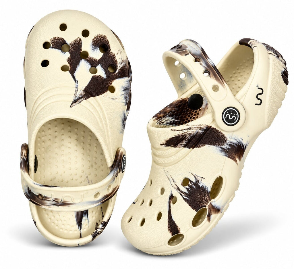 Junior Clog for Kids Marble Comfortable Slipper Bone + Marrone