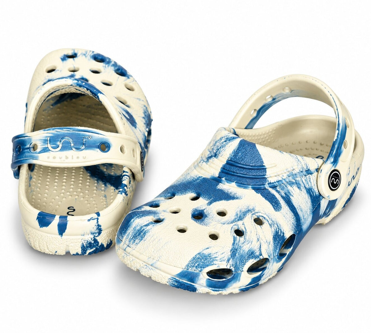 Junior Clog for Kids Marble Comfortable Slipper Bone + Metal Blue