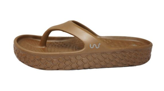 Doubleu Kyoto Women Slipper Comfortable & Light Weight Recovery Footwear (BRONZO METAL)