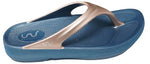Doubleu Lite Women Slipper Comfortable & Light Weight Recovery Footwear (Blue + Rose Gold)
