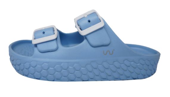 Doubleu Sakura Women Slipper Comfortable & Light Weight Recovery Footwear (AZZURO METAL)