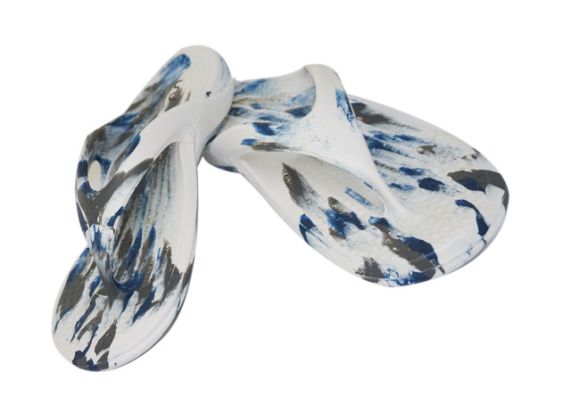 Doubleu California Men Slipper Comfortable & Light Weight Recovery Footwear (WHITE+BLUE+CARBONE)
