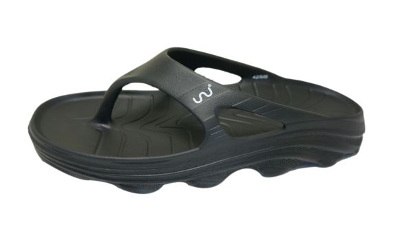 Doubleu Riva Men Slipper Comfortable & Light Weight Recovery Footwear (BLACK)