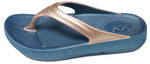Doubleu Lite Women Slipper Comfortable & Light Weight Recovery Footwear (Blue + Rose Gold)