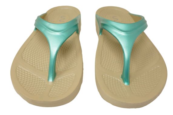 Doubleu Lite Women Slipper Comfortable & Light Weight Recovery Footwear (Beige + Teal)