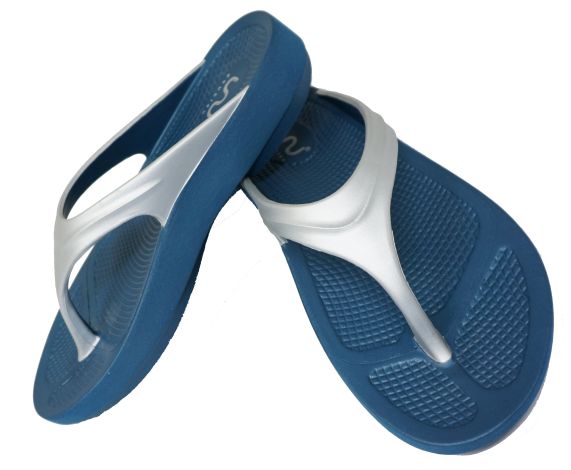 Doubleu Lite Women Slipper Comfortable & Light Weight Recovery Footwear (Blue + Silver)