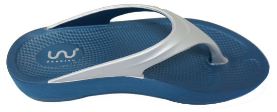 Doubleu Lite Women Slipper Comfortable & Light Weight Recovery Footwear (Blue + Silver)