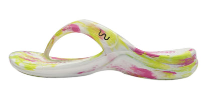 Doubleu California Women Slipper Comfortable & Light Weight Recovery Footwear (WHITE+PINK+GREEN)