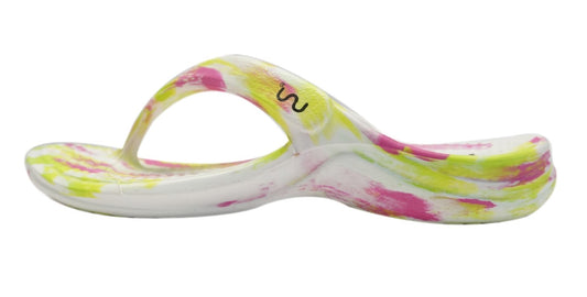 Doubleu California Women Slipper Comfortable & Light Weight Recovery Footwear (WHITE+PINK+GREEN)