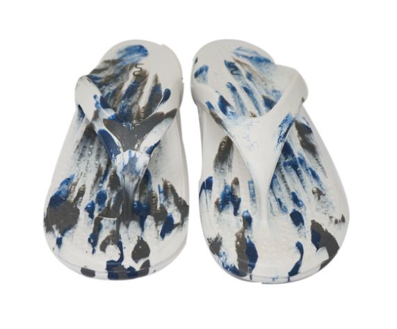 Doubleu California Men Slipper Comfortable & Light Weight Recovery Footwear (WHITE+BLUE+CARBONE)