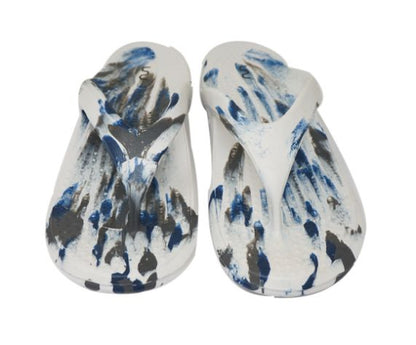 Doubleu California Men Slipper Comfortable & Light Weight Recovery Footwear (WHITE+BLUE+CARBONE)