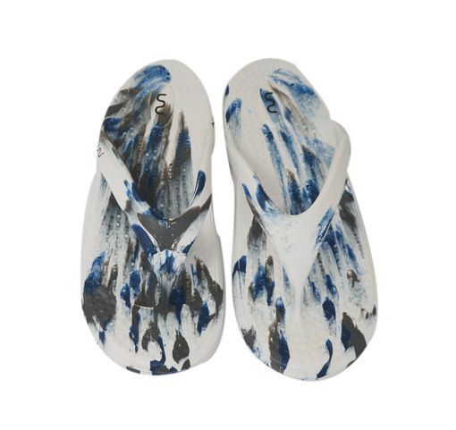 Doubleu California Men Slipper Comfortable & Light Weight Recovery Footwear (WHITE+BLUE+CARBONE)