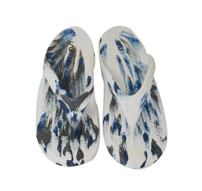 Doubleu California Men Slipper Comfortable & Light Weight Recovery Footwear (WHITE+BLUE+CARBONE)