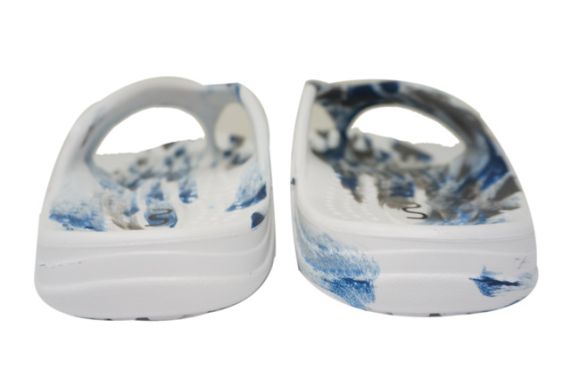 Doubleu California Men Slipper Comfortable & Light Weight Recovery Footwear (WHITE+BLUE+CARBONE)