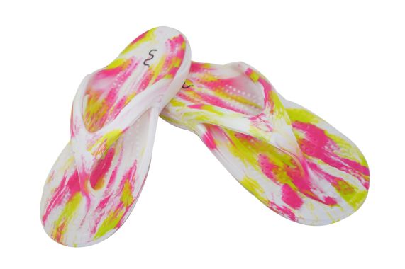 Doubleu California Women Slipper Comfortable & Light Weight Recovery Footwear (WHITE+PINK+GREEN)