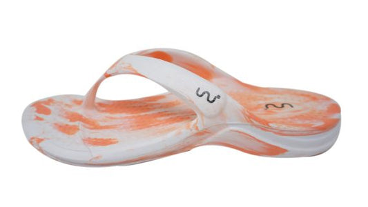 Doubleu California Women Slipper Comfortable & Light Weight Recovery Footwear (WHITE+ORANGE)
