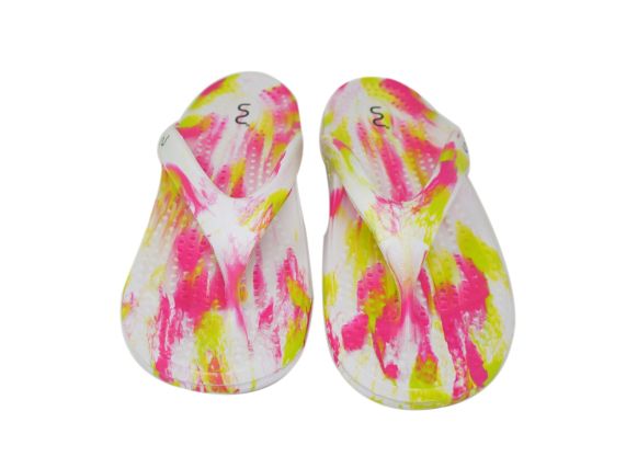 Doubleu California Women Slipper Comfortable & Light Weight Recovery Footwear (WHITE+PINK+GREEN)