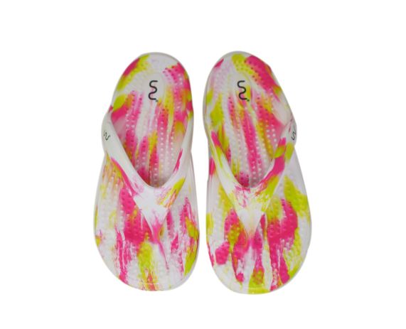 Doubleu California Women Slipper Comfortable & Light Weight Recovery Footwear (WHITE+PINK+GREEN)
