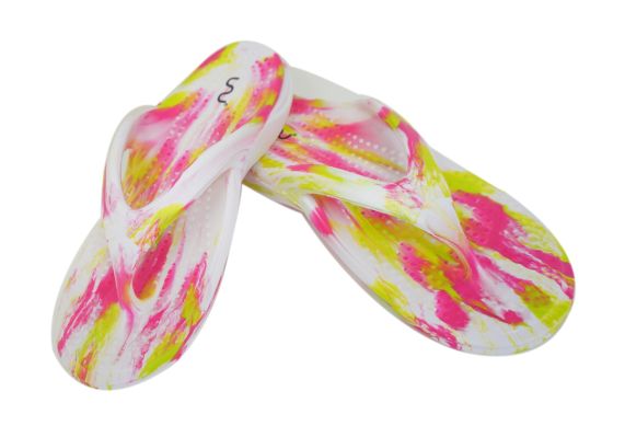 Doubleu California Women Slipper Comfortable & Light Weight Recovery Footwear (WHITE+PINK+GREEN)