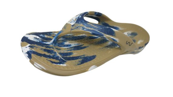 Doubleu California Men Slipper Comfortable & Light Weight Recovery Footwear (KHAKI+WHITE+BLUE)