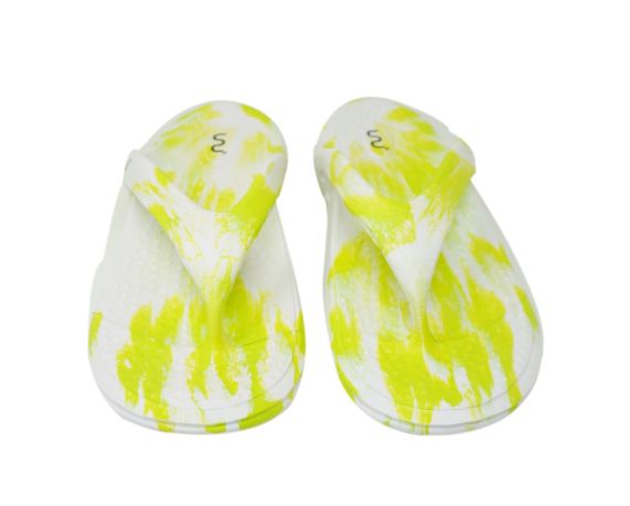 Doubleu California Women Slipper Comfortable & Light Weight Recovery Footwear (WHITE+GREEN)